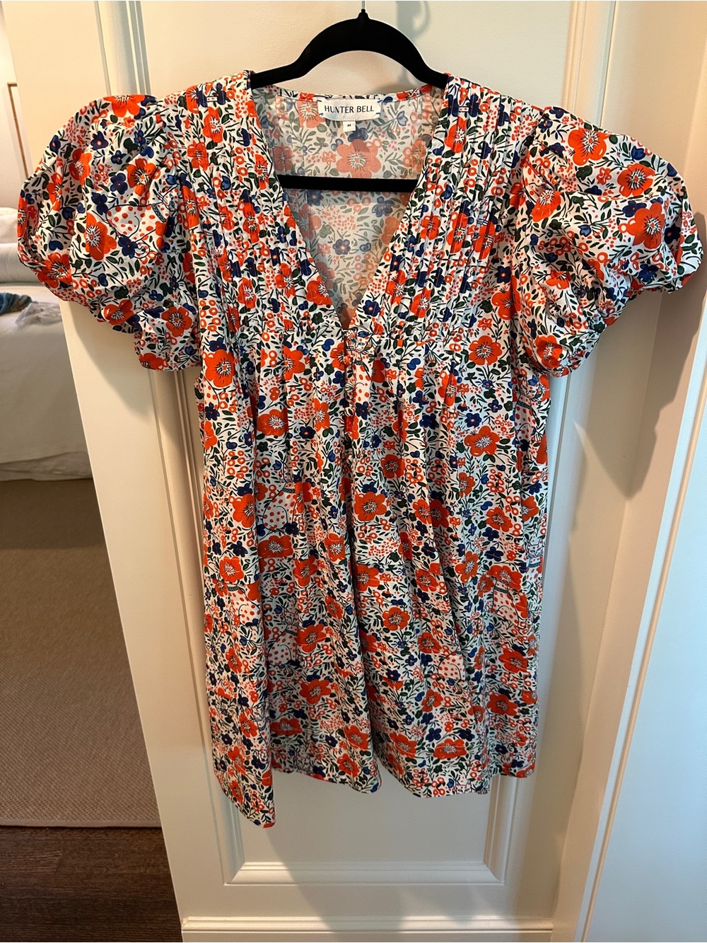 HUNTER BELL White Puff Sleeve Dress